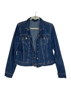 Lands’ End Cotton Medium Wash Versatile Closet Staple Denim Trucker Jacket M